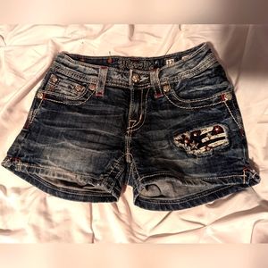 Red, white and blue, miss me denim shorts. Size 12